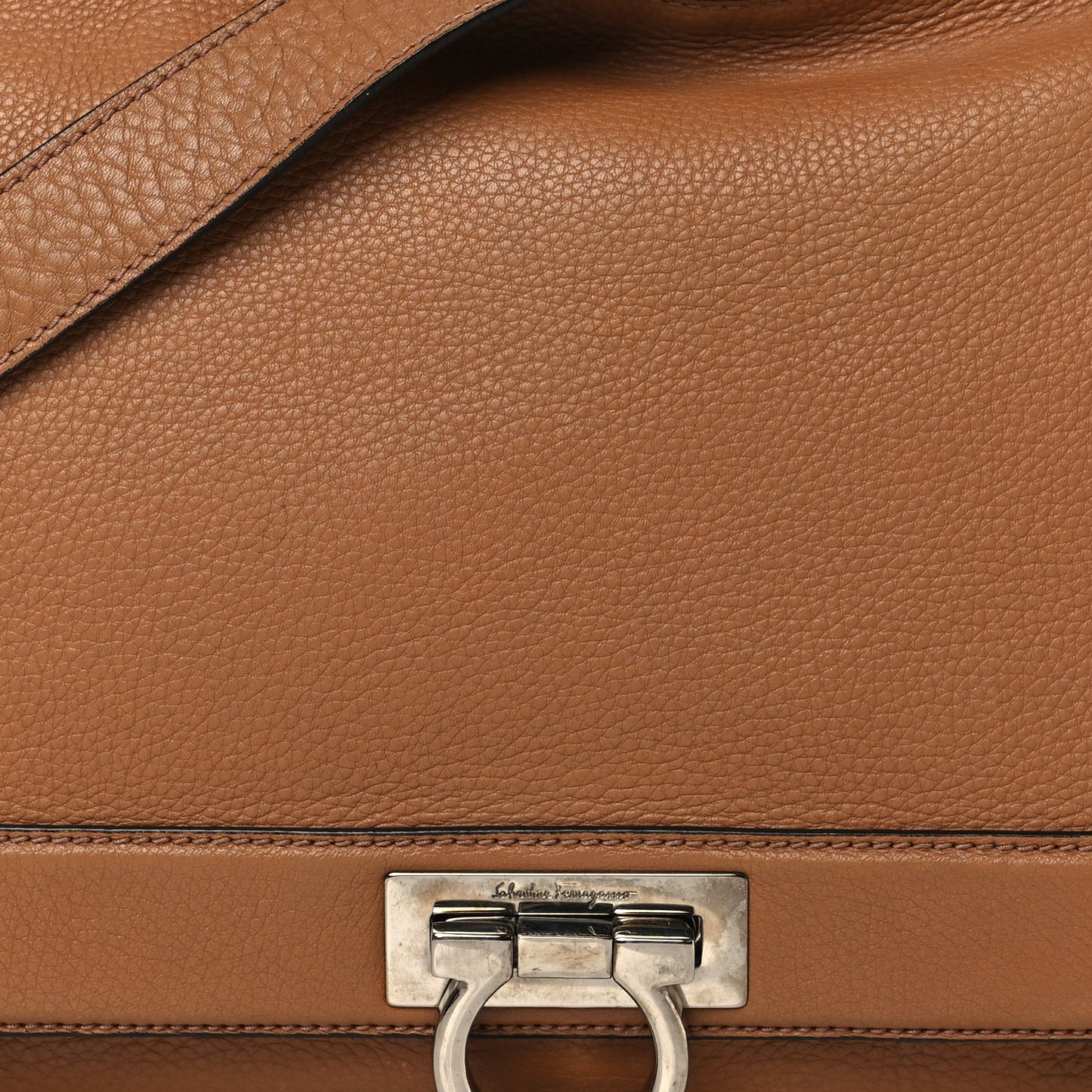 Calfskin Gancini Flap Shoulder Bag Brown