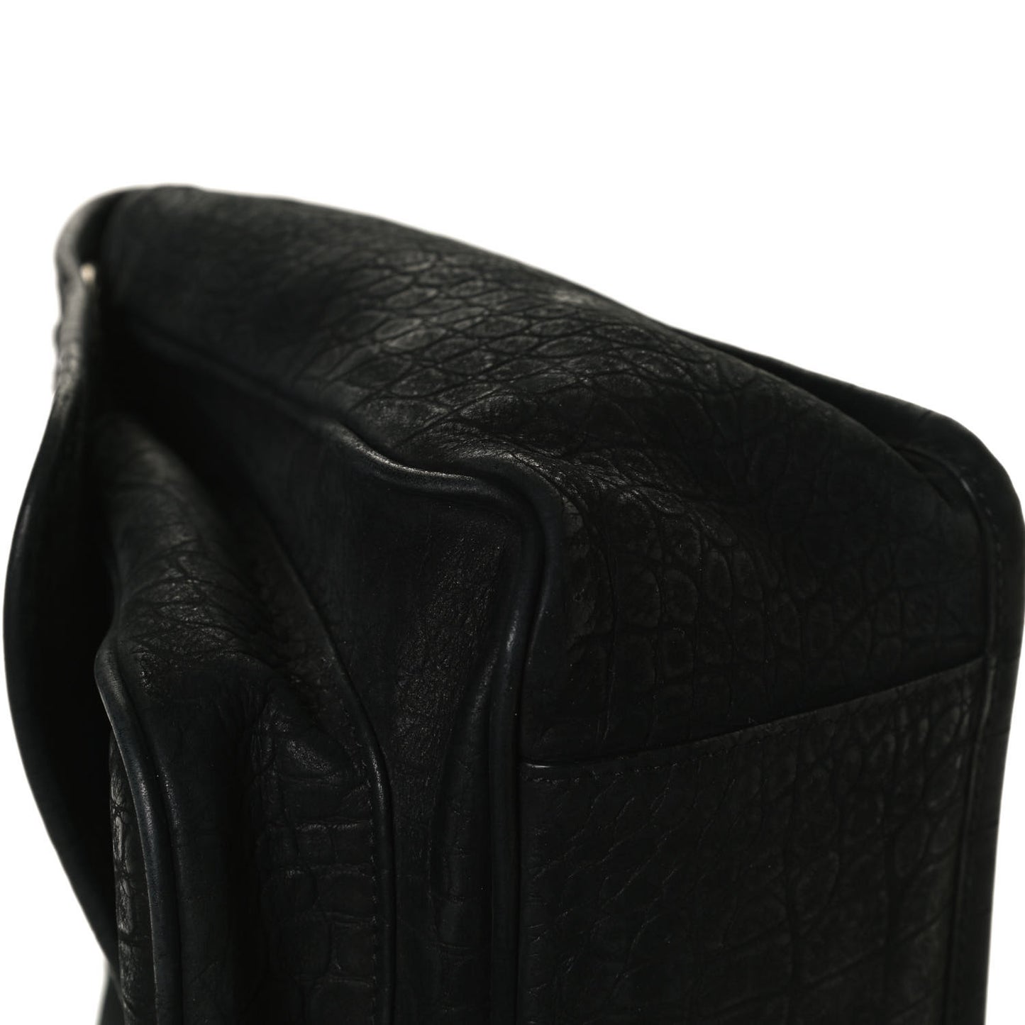 Nubuck Crocodile Embossed Monogram Medium Niki Chain Satchel Black
