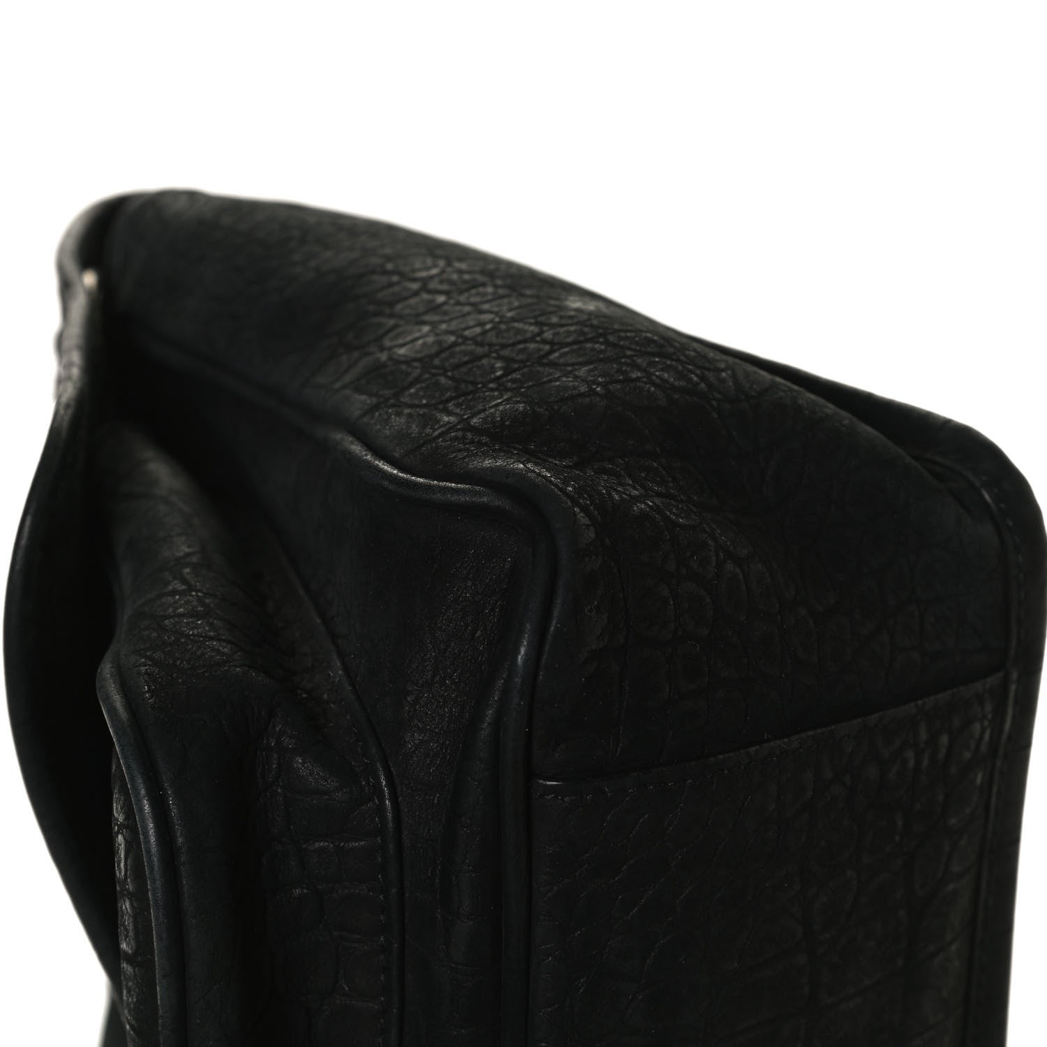 Saint Laurent Nubuck Crocodile Embossed Monogram Medium Niki Chain Satchel Black 11 of 12