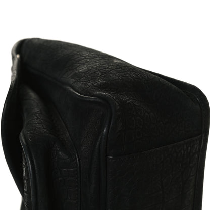 Saint Laurent Nubuck Crocodile Embossed Monogram Medium Niki Chain Satchel Black 11 of 12