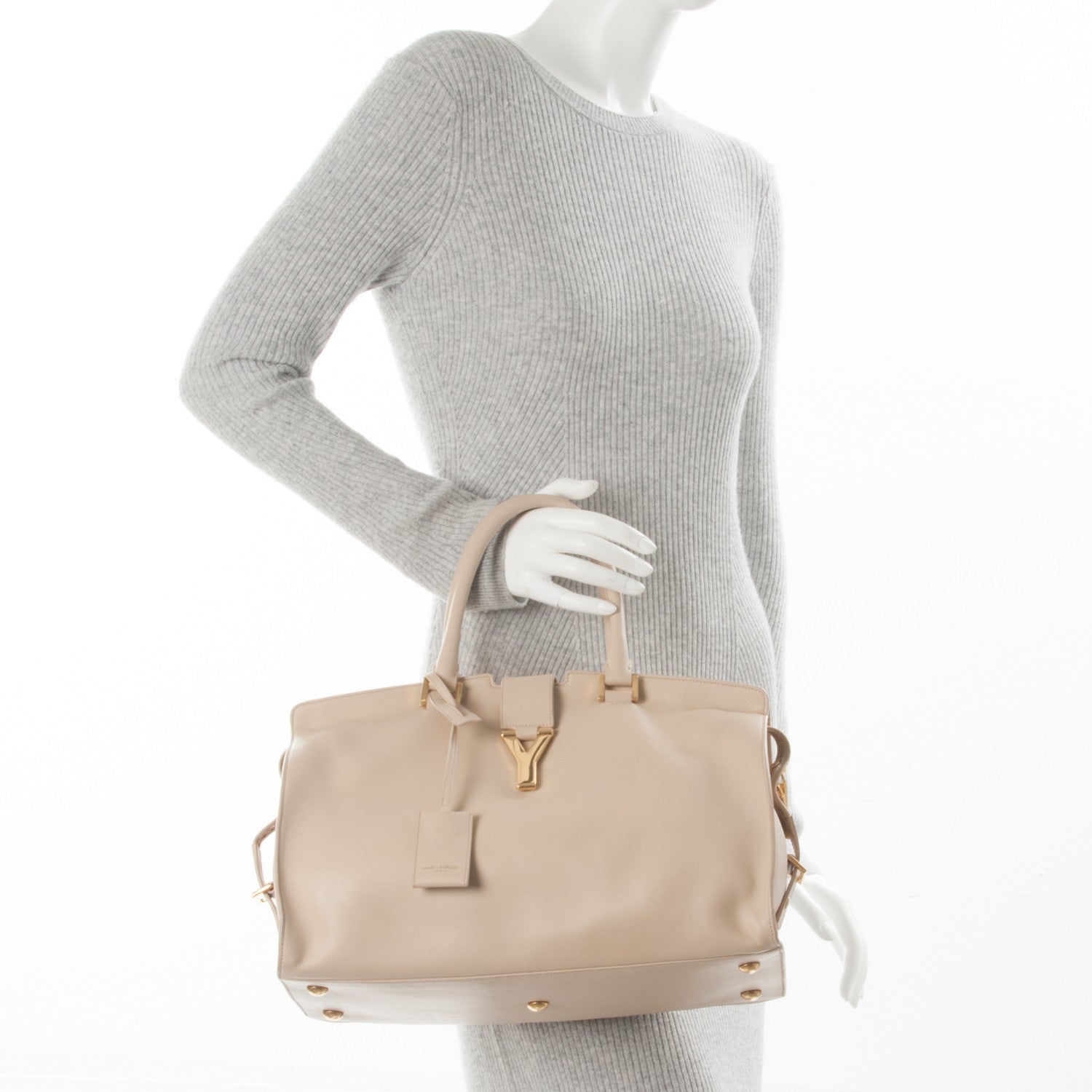 Saint Laurent Calfskin Medium Classic Y Cabas Beige 2 of 7