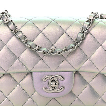 Chanel Iridescent Calfskin Quilted Mini Rectangular Flap Light Purple 8 of 11