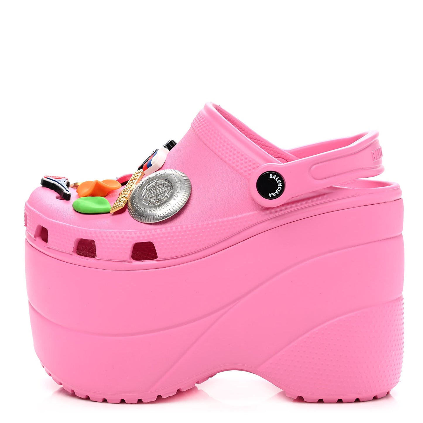 X CROCS Rubber Textured Womens Platform Sandals 35 Rose Bonbon