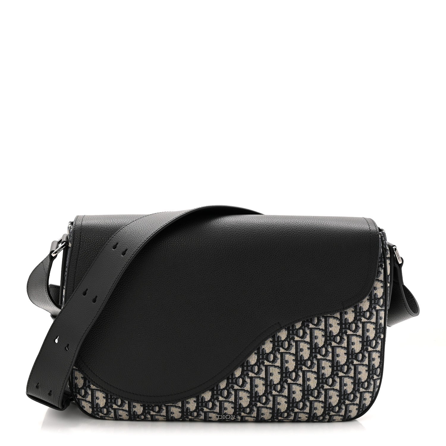 Christian Dior Grained Calfskin Oblique Saddle Messenger Black 1 of 11