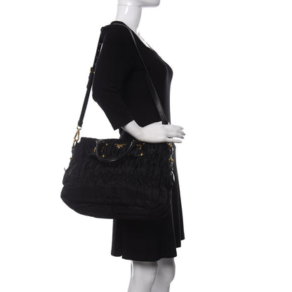 Prada Tessuto Nylon Nappa Gaufre Shopping Satchel Black 2 of 11