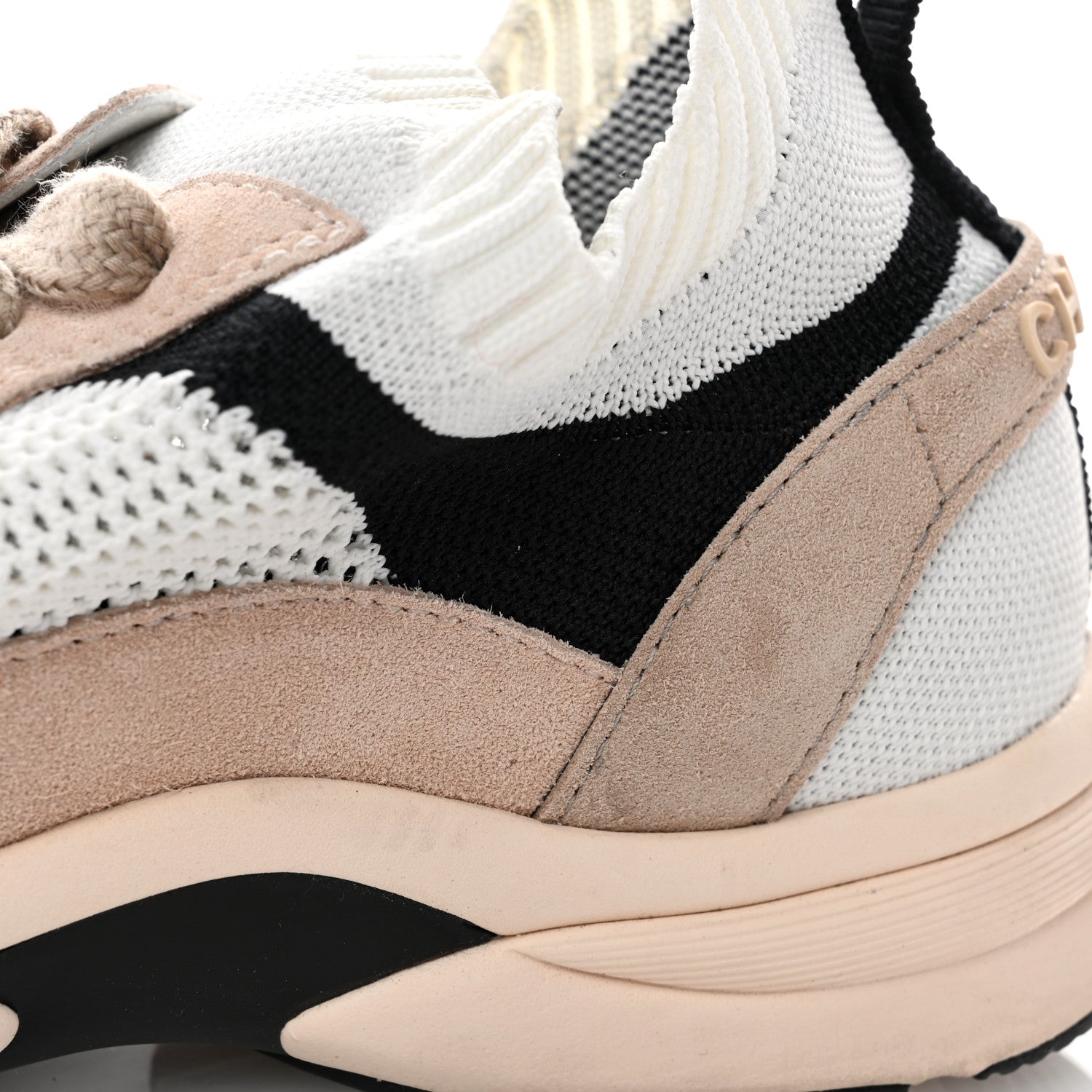Chanel Mesh Suede Fabric Womens CC Sneakers Light 40 Pink White Black 9 of 11