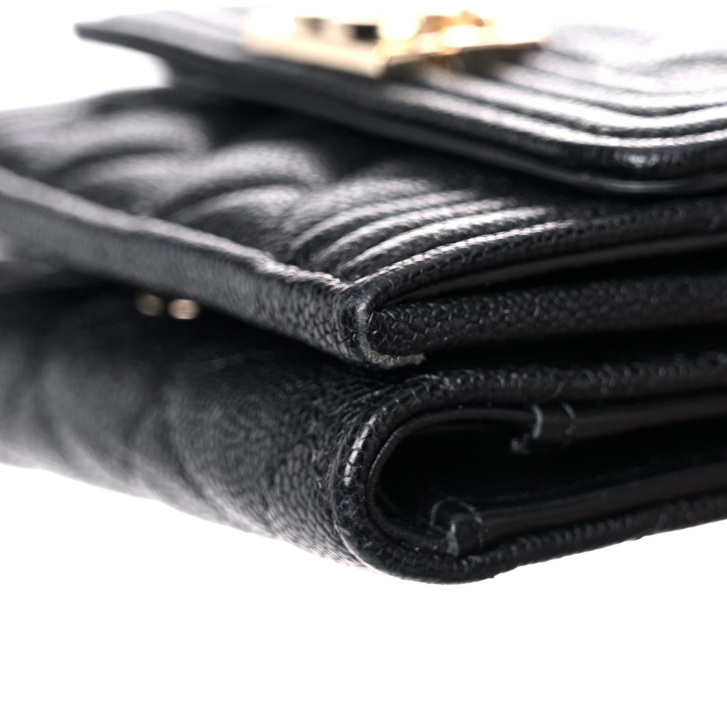 Caviar Quilted Small Boy Flap Wallet Black