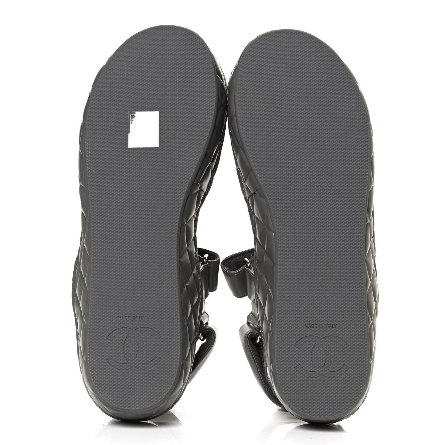 Shiny Calfskin Logo Platform Sandals 38 Grey