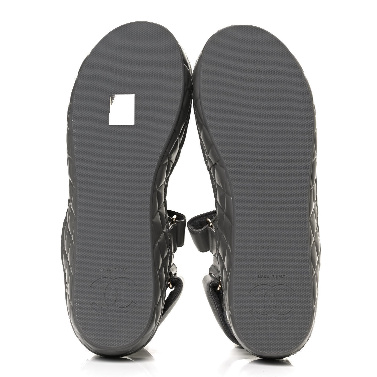 Chanel Shiny Calfskin Logo Platform Sandals 38 Grey 7 of 12