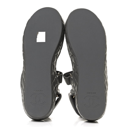 Chanel Shiny Calfskin Logo Platform Sandals 38 Grey 7 of 12
