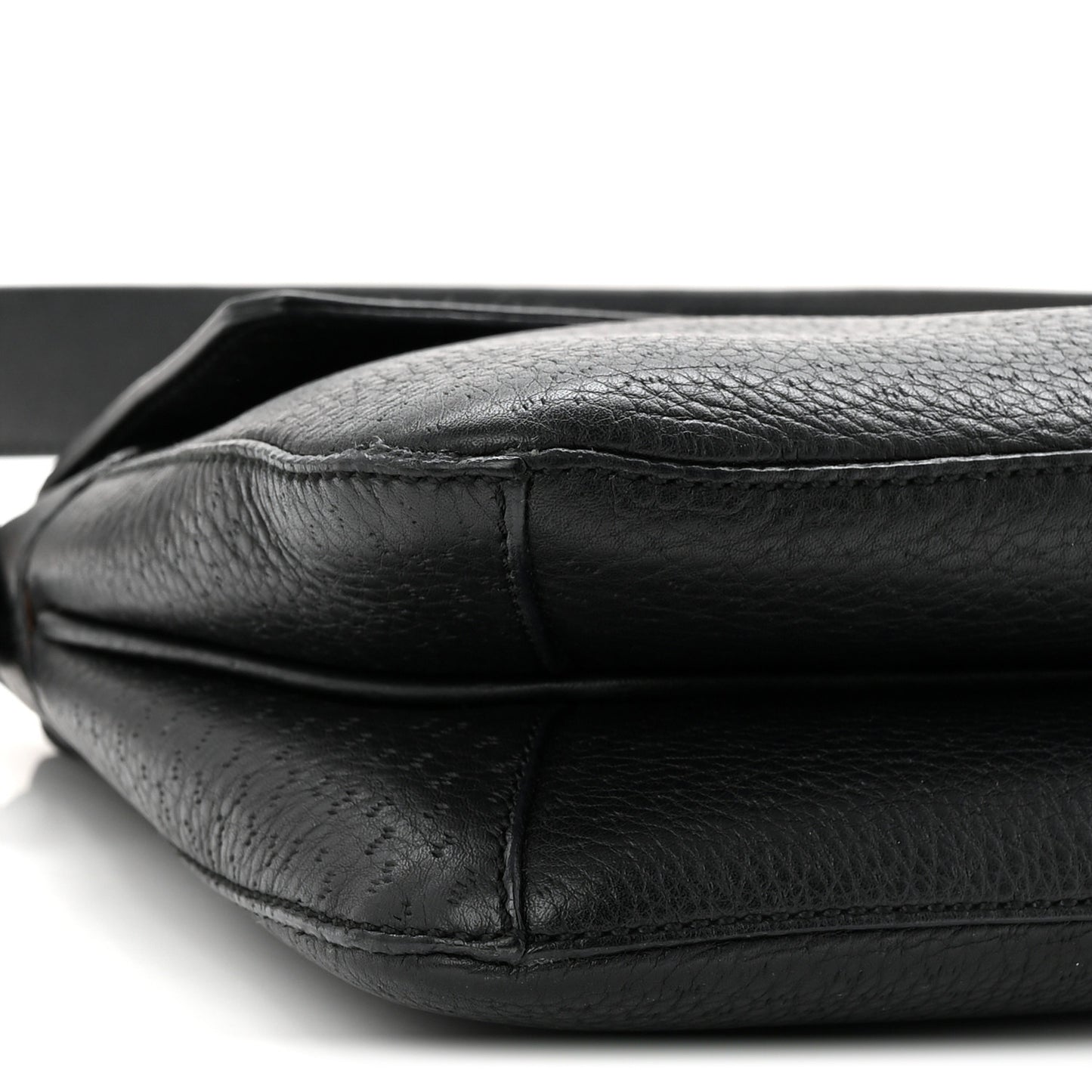 Grained Calfskin Gancini Shoulder Bag Black