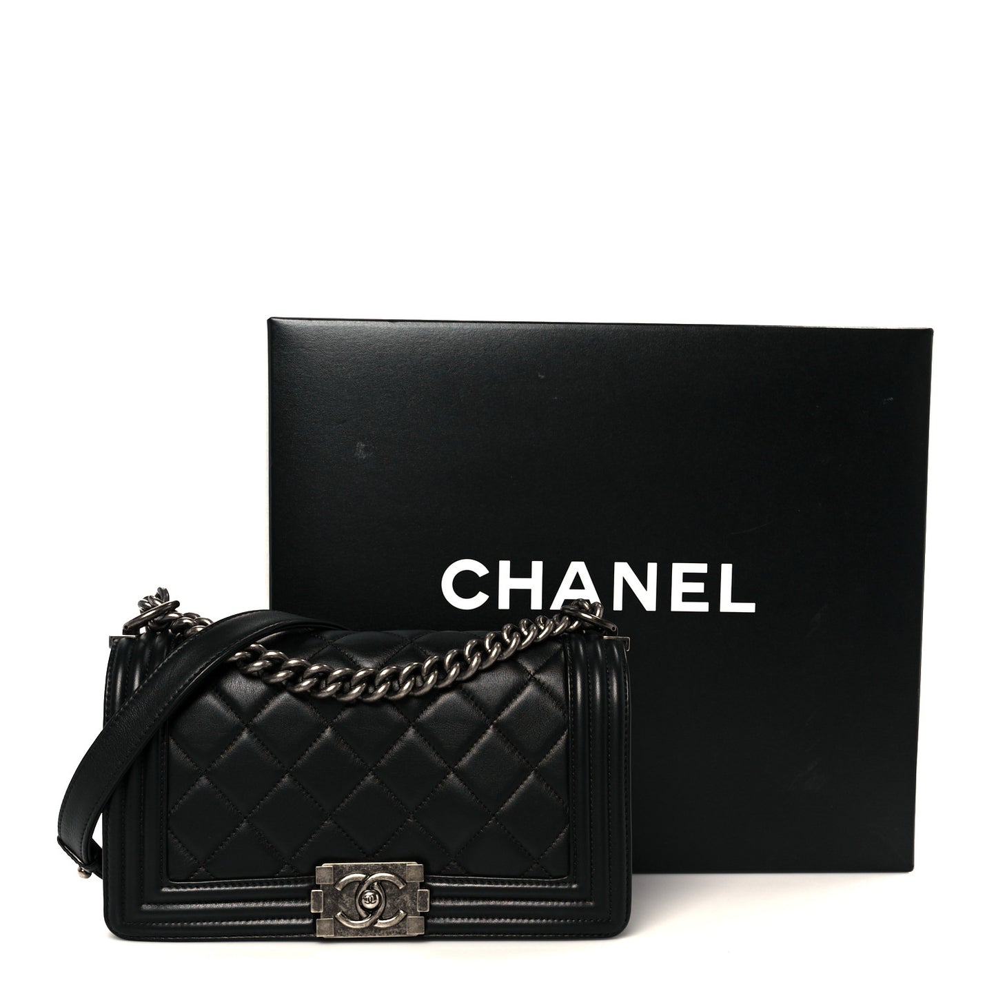 Calfskin Quilted Medium Boy Flap Black