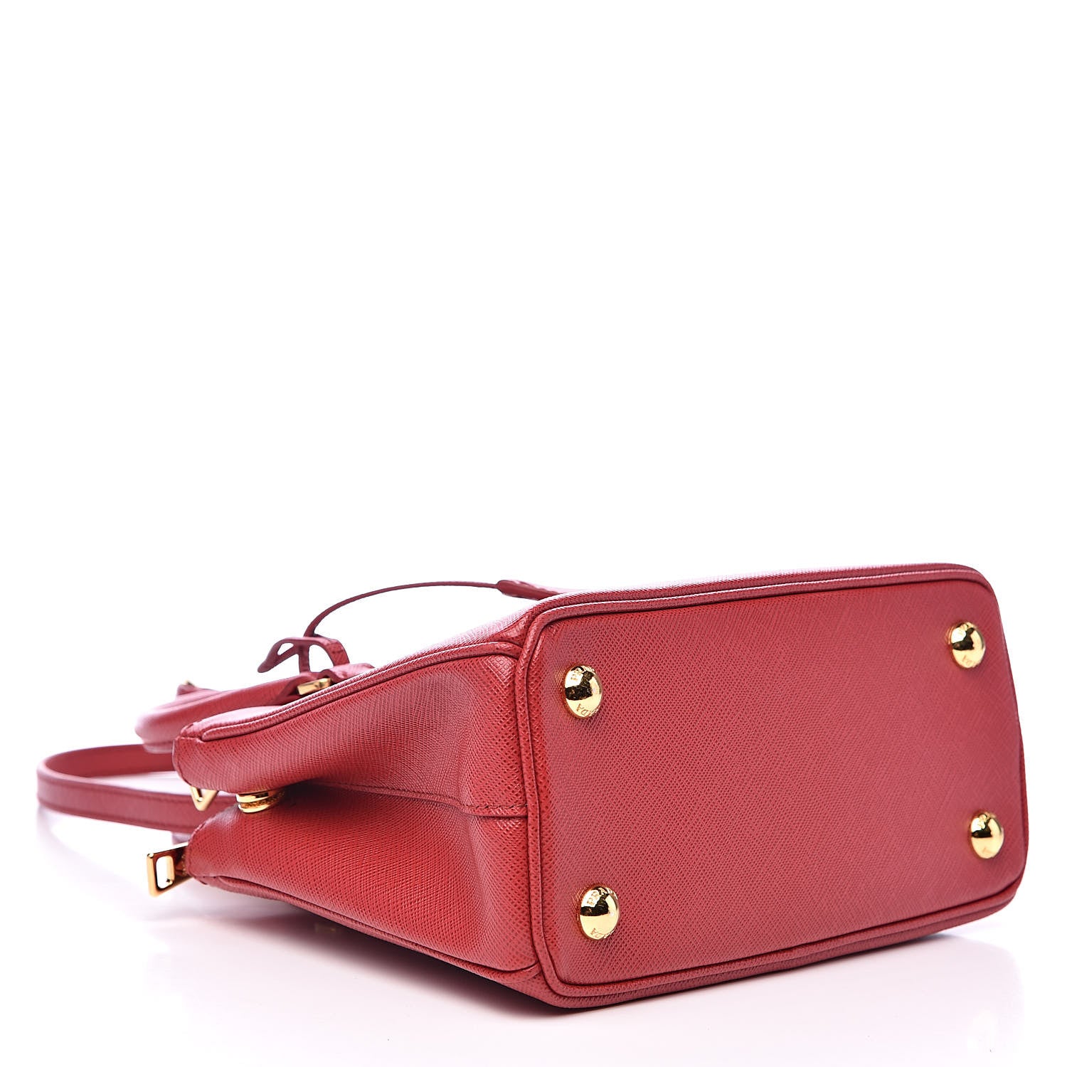 Prada Saffiano Lux Mini Galleria Double Zip Tote Fuoco 4 of 9