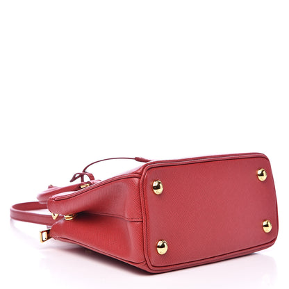 Prada Saffiano Lux Mini Galleria Double Zip Tote Fuoco 4 of 9