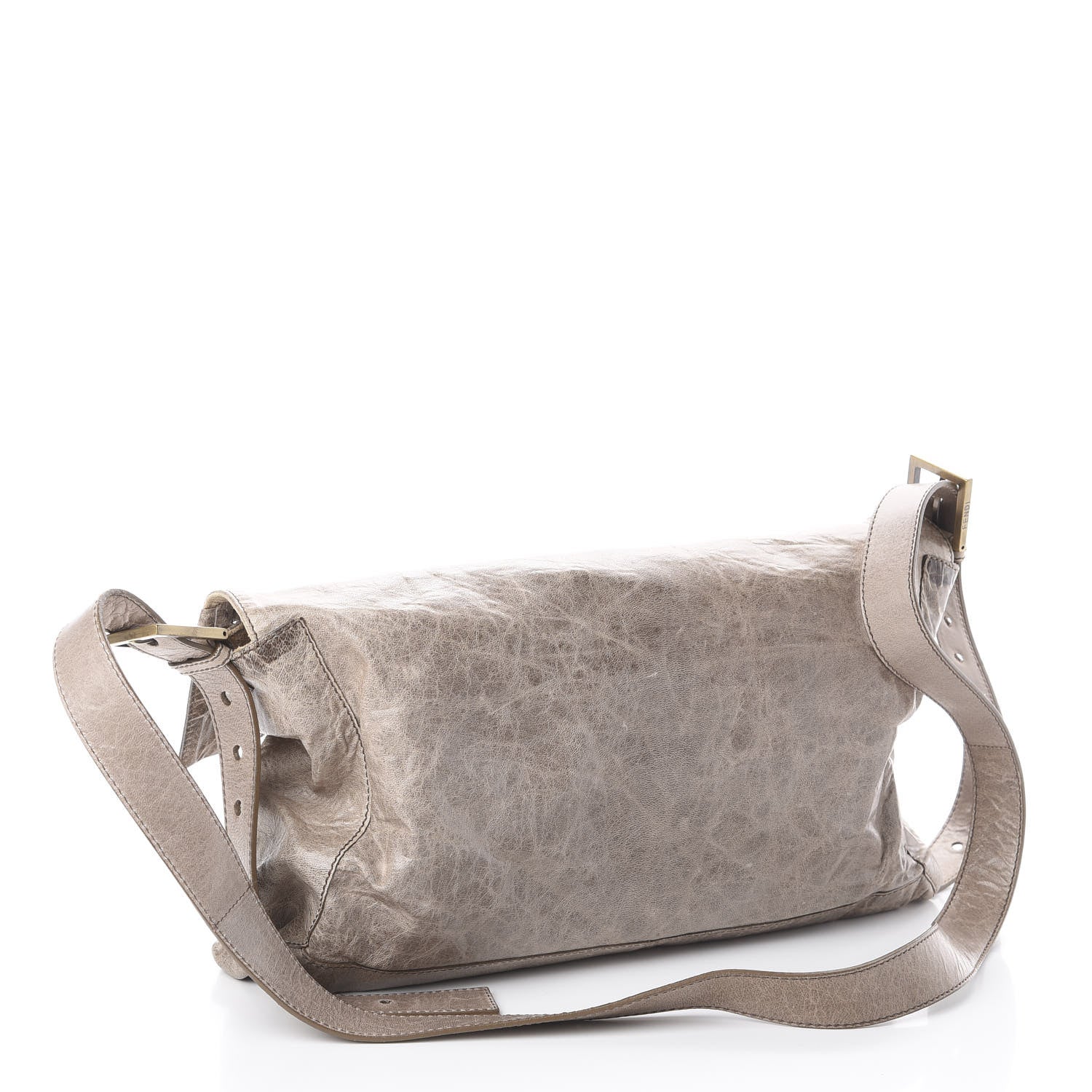 Fendi Goatskin Whipstitch Large Convertible Baguette Grey 2 of 8
