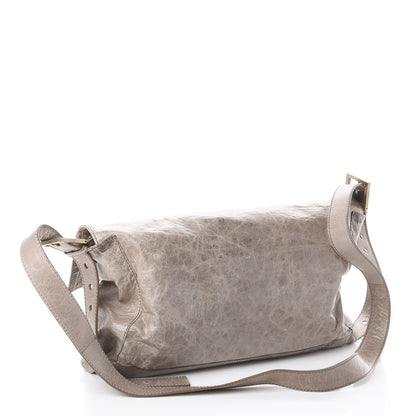 Fendi Goatskin Whipstitch Large Convertible Baguette Grey 2 of 8