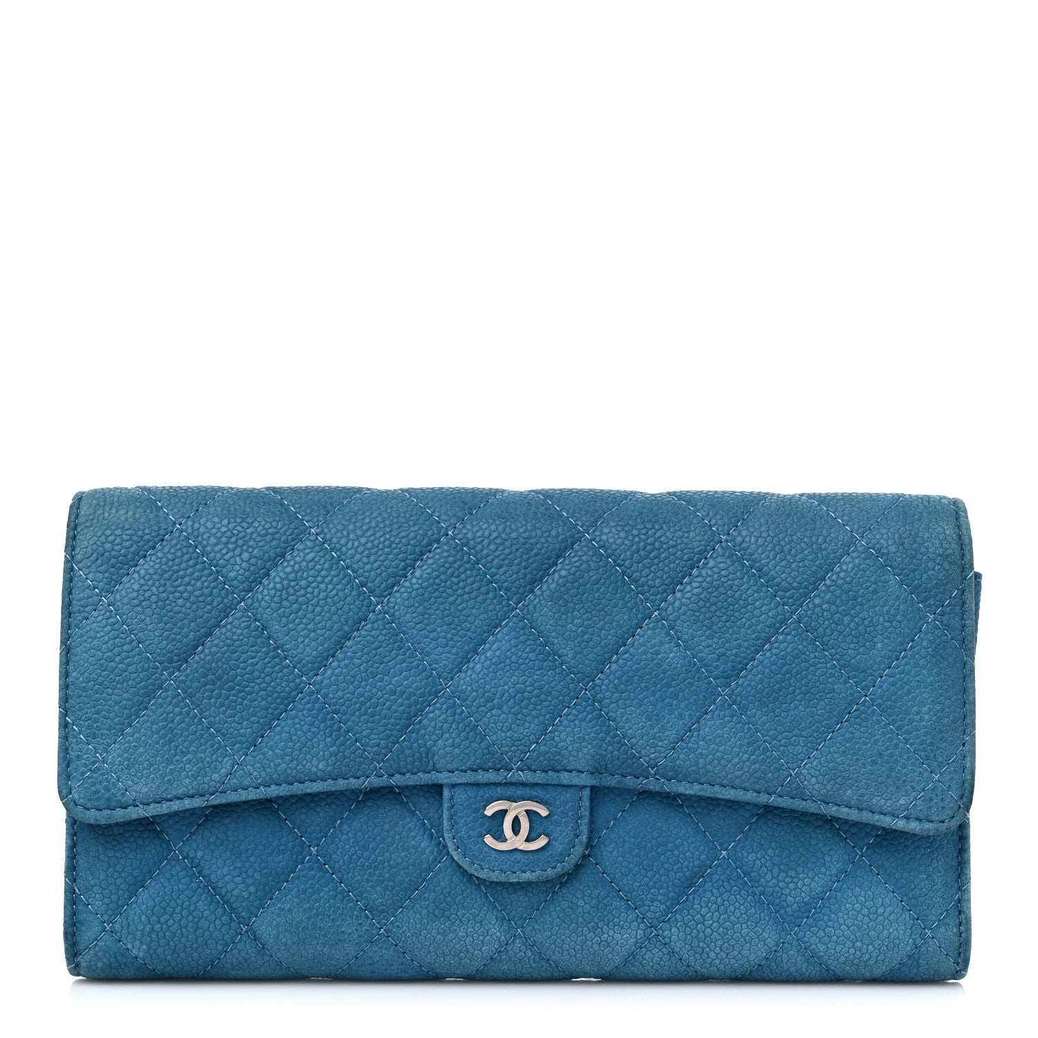 Chanel Iridescent Caviar Quilted Travel Wallet Blue 1 of 21