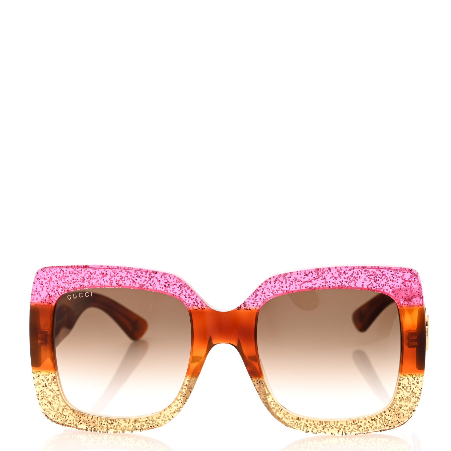 Gucci Acetate Square Frame Sunglasses GG0083S Glitter Pink Multi 2 of 8