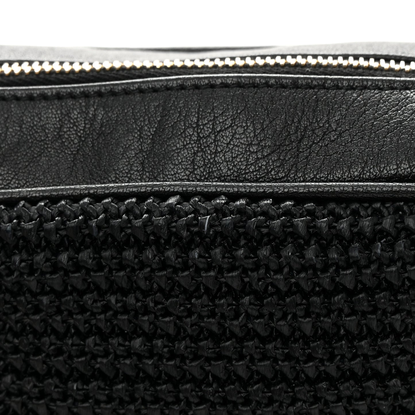 Raffia Canvas Monogram Lou Camera Bag Black