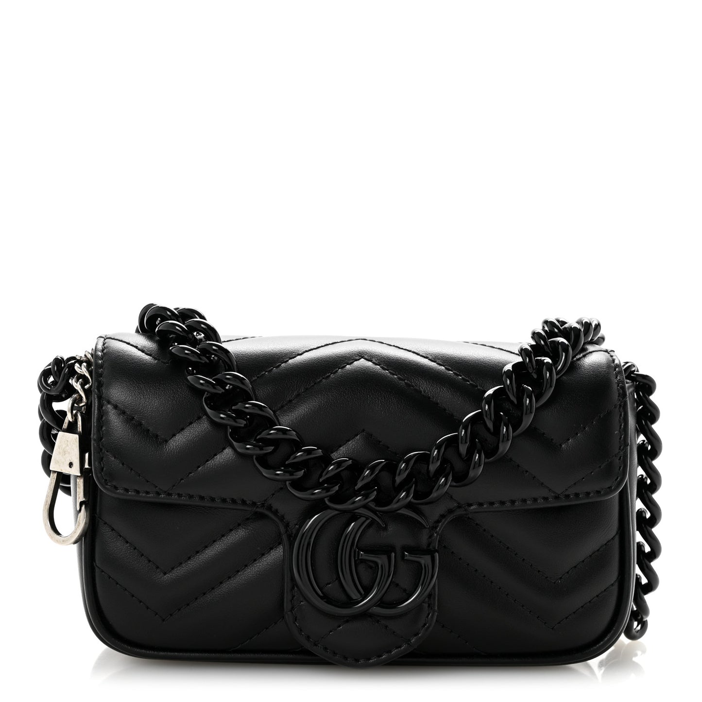 Calfskin Matelasse Monochrome GG Marmont Chain Belt Bag Black