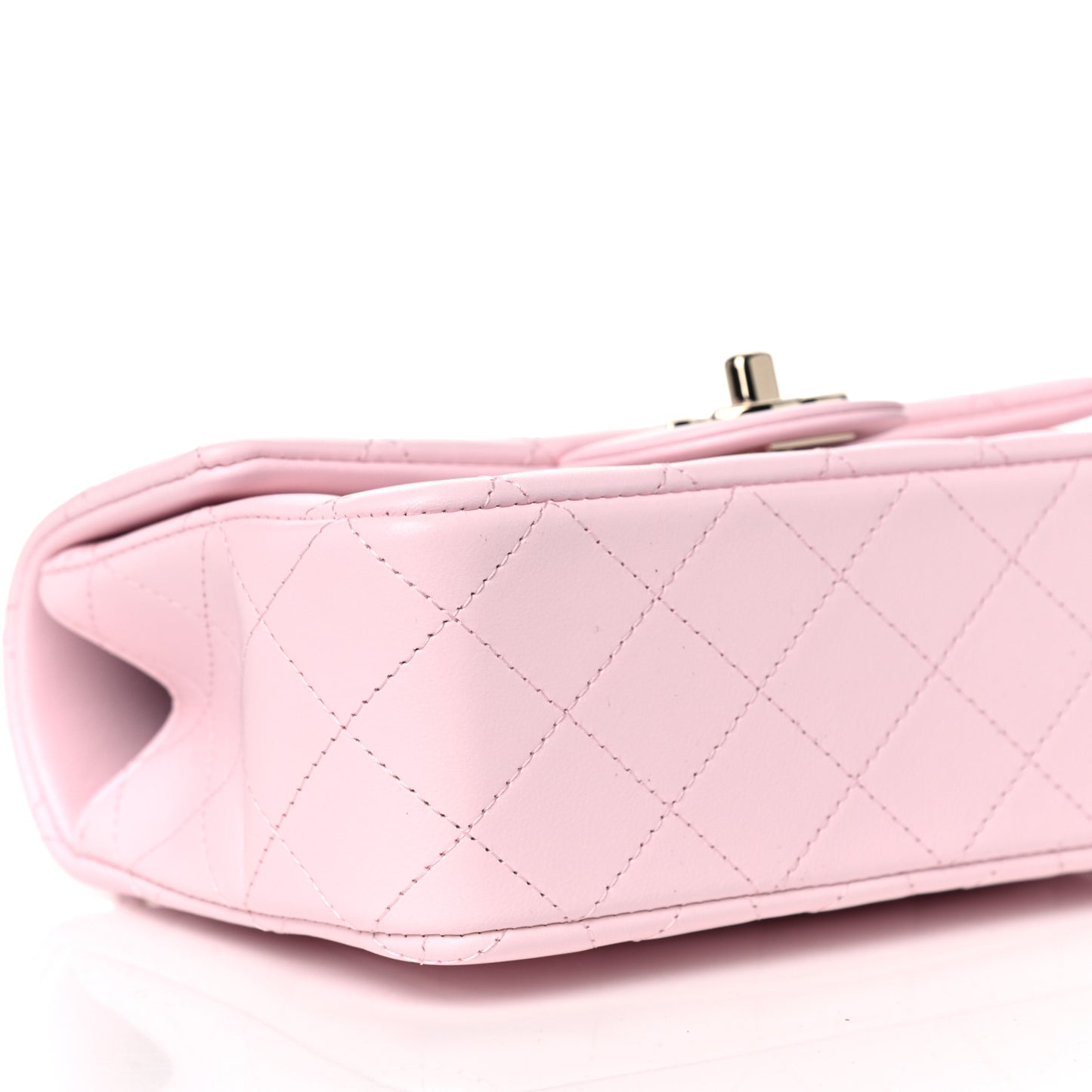 Lambskin Quilted Mini Top Handle Rectangular Flap Light Pink