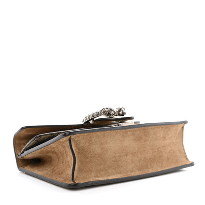 Gucci GG Supreme Monogram Suede Crystal Small Dionysus Shoulder Bag Beige Ebony Taupe 4 of 15