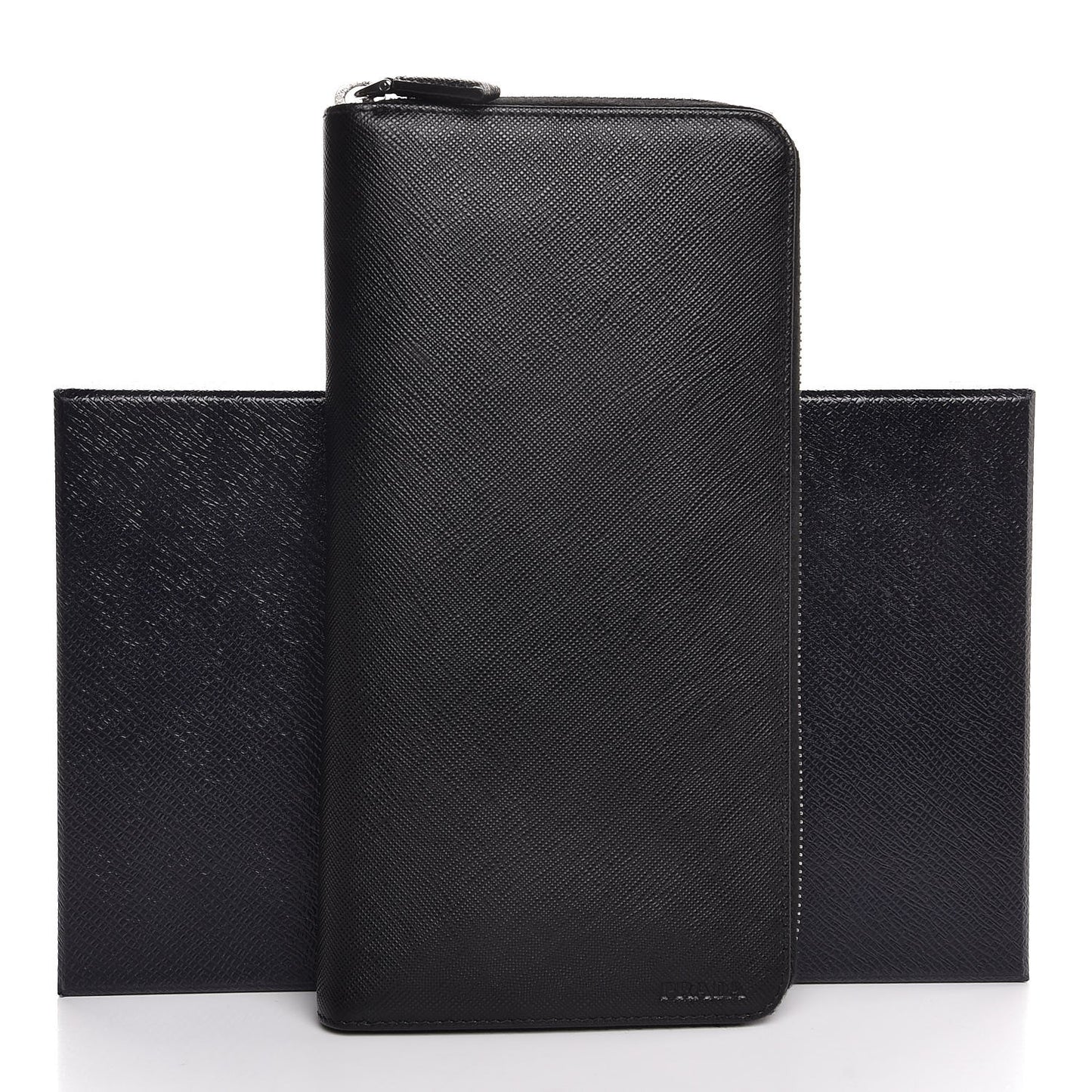 Saffiano Zip Around Portfolio Wallet Black