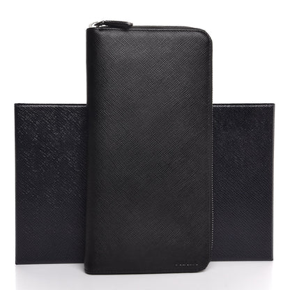 Prada Saffiano Zip Around Portfolio Wallet Black 7 of 7