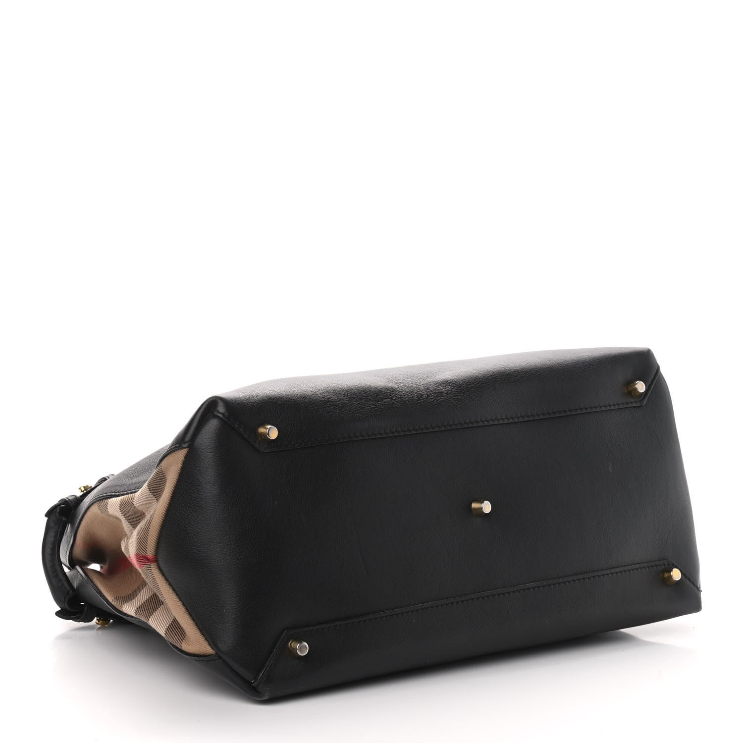Burberry Calfskin House Check Small Banner Tote Black 4 of 13