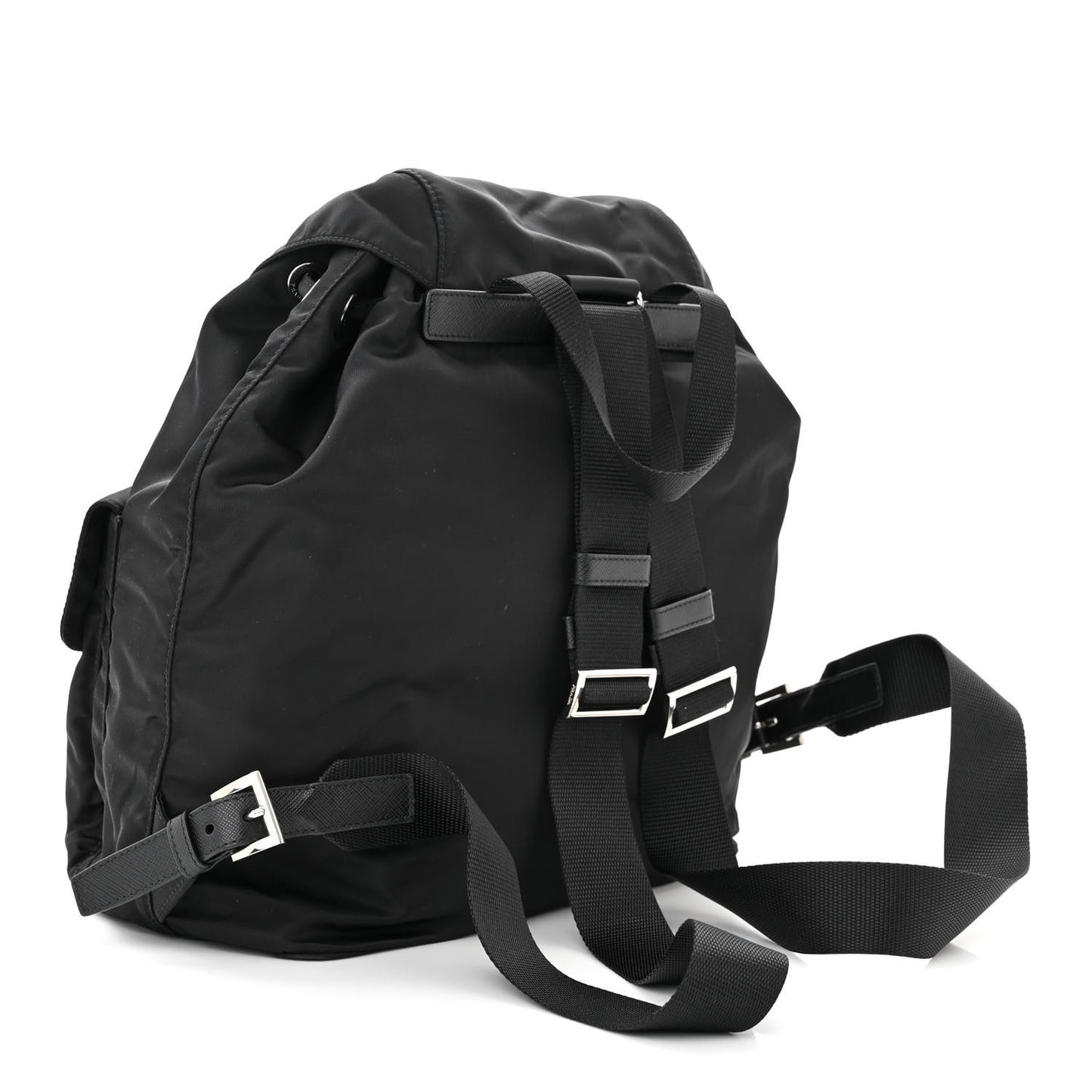 Re-Nylon Tessuto Saffiano Medium Backpack Black