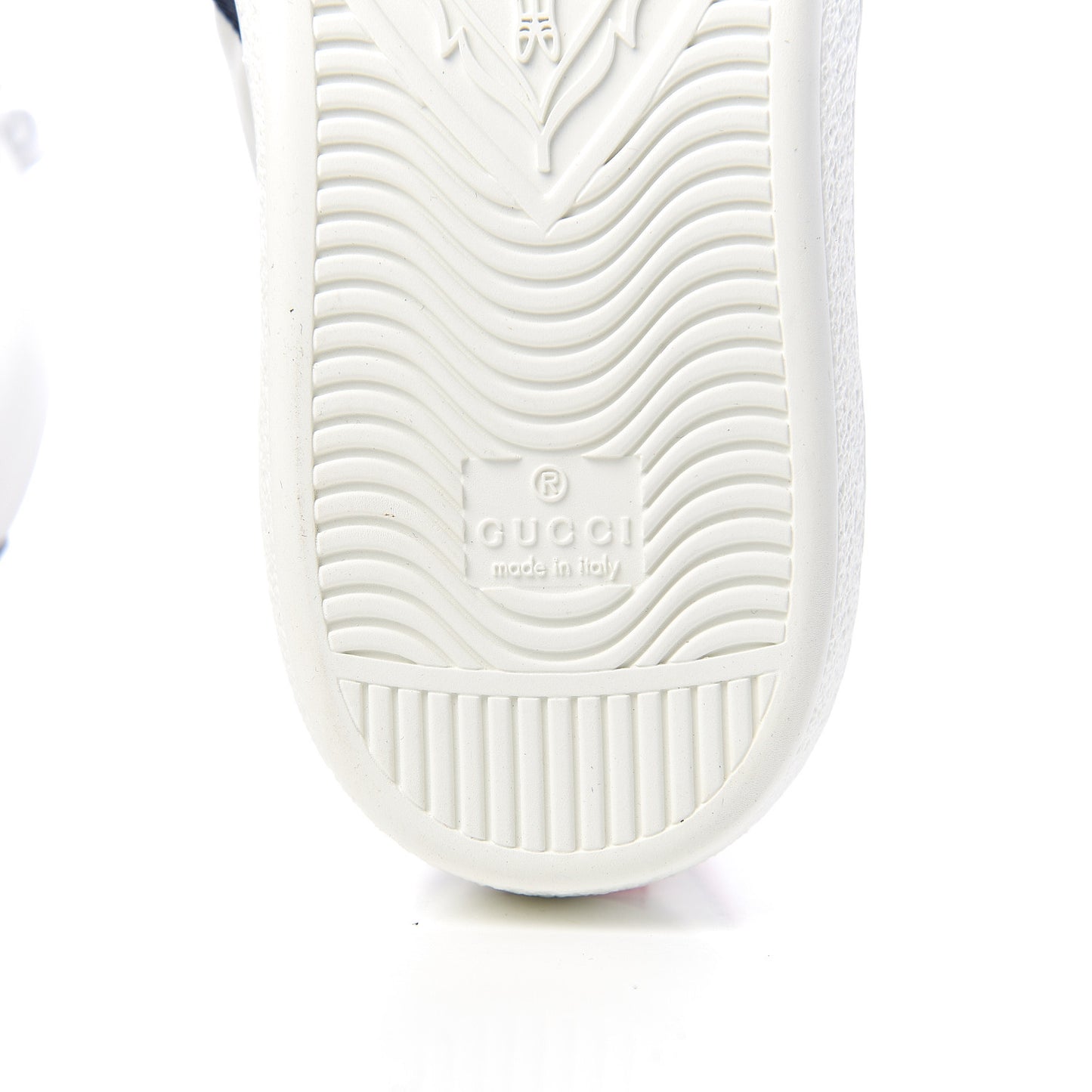 Calfskin Miro Soft Web Bee Embroidered Mens Ace High Top Sneakers 8 White