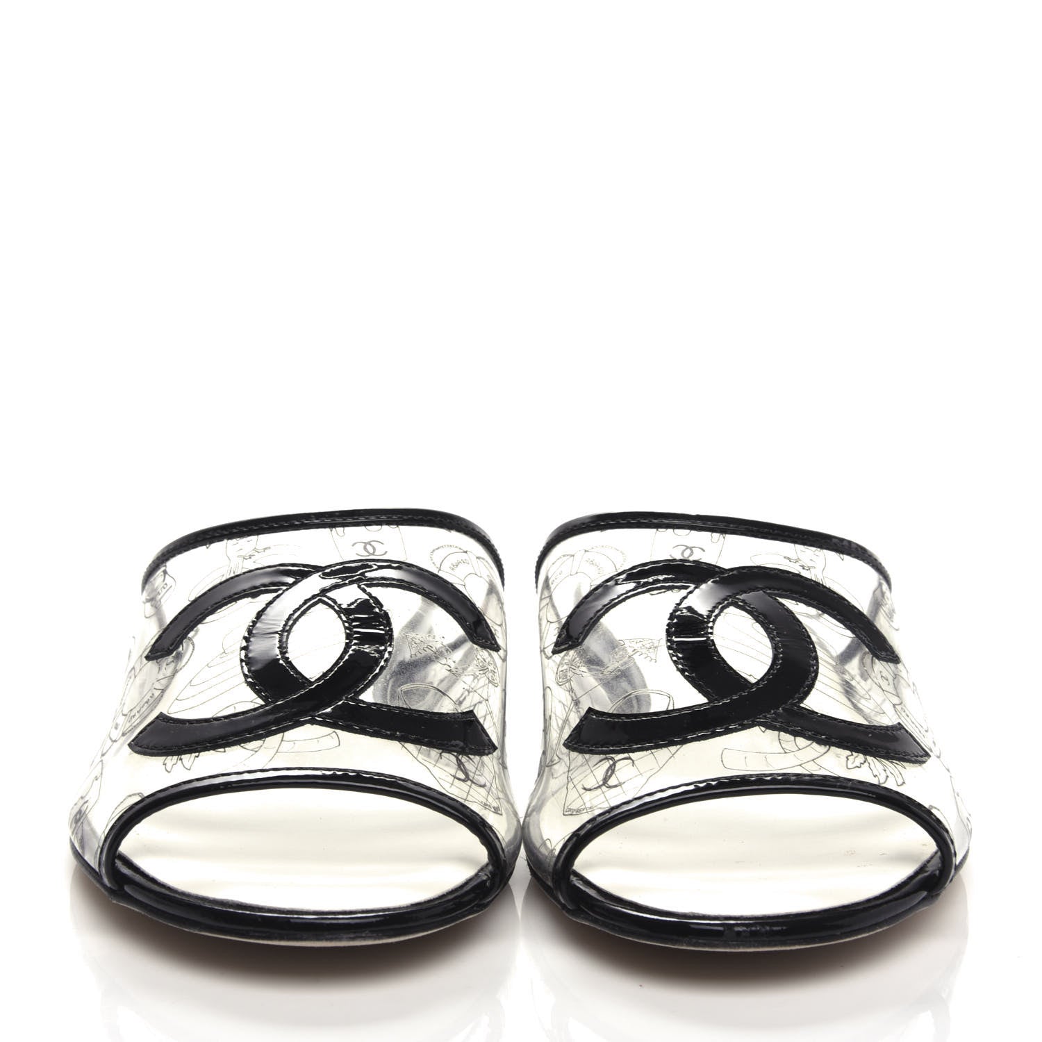 Chanel Patent PVC CC Sandal Mule 39 Black 2 of 10