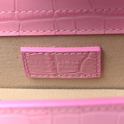Jacquemus Calfskin Crocodile Embossed Le Bambino Pink 6 of 10