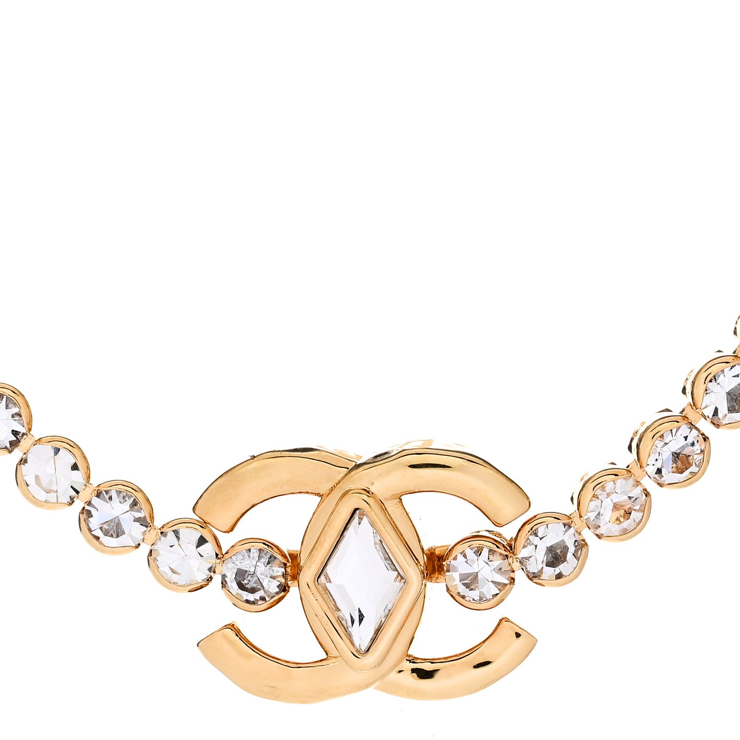 Metal Crystal CC Marquise Choker Gold