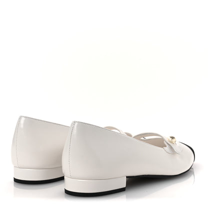 Chanel Shiny Lambskin Grosgrain Pearl Mary Janes Flats 39.5 White Black 5 of 11