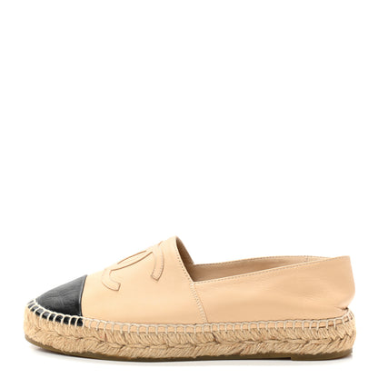 Chanel Lambskin CC Espadrilles 35 Beige Black 1 of 11