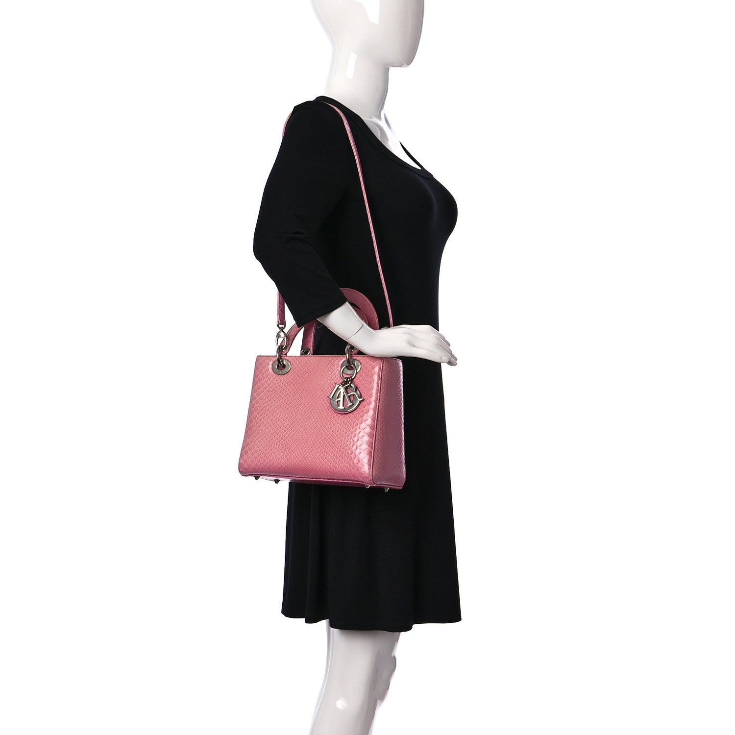 Christian Dior Python Medium Lady Dior Pink 2 of 25