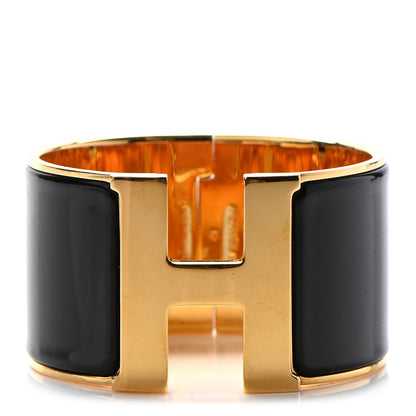 Hermes Enamel Extra Wide Clic Clac H Bracelet PM Black 1 of 5