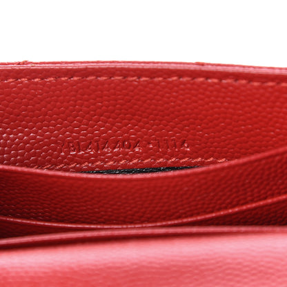 Saint Laurent Grain De Poudre Matelasse Chevron Small Monogram Envelope Wallet Rouge Eros 8 of 11