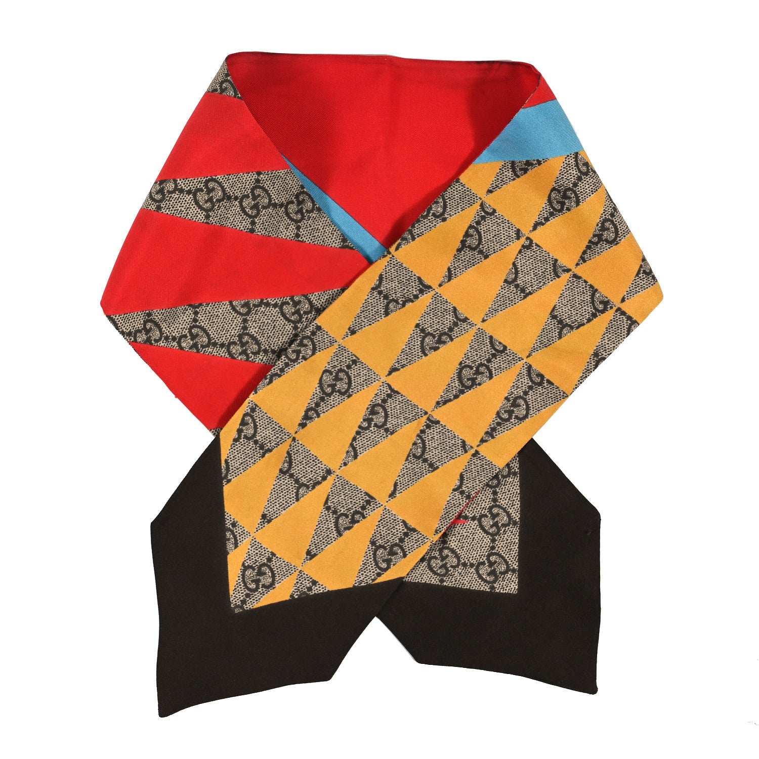 Gucci Silk GG Monogram Backgammon Neck Bow Scarf Multicolor 1 of 3