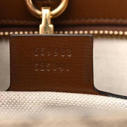 Gucci GG Supreme Monogram Azalea Calfskin Small Retro Interlocking G Tote Bag Beige Ebony Brown Sugar 7 of 16