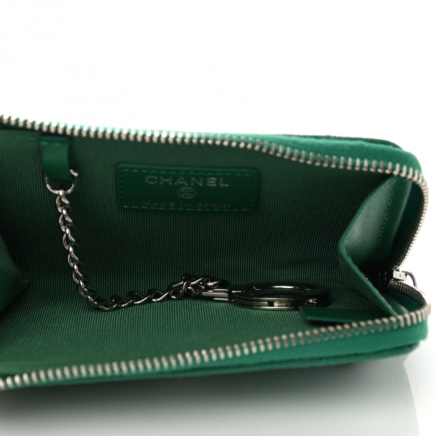 Chanel Caviar Quilted Zipped Key Holder Case Green 5 of 7