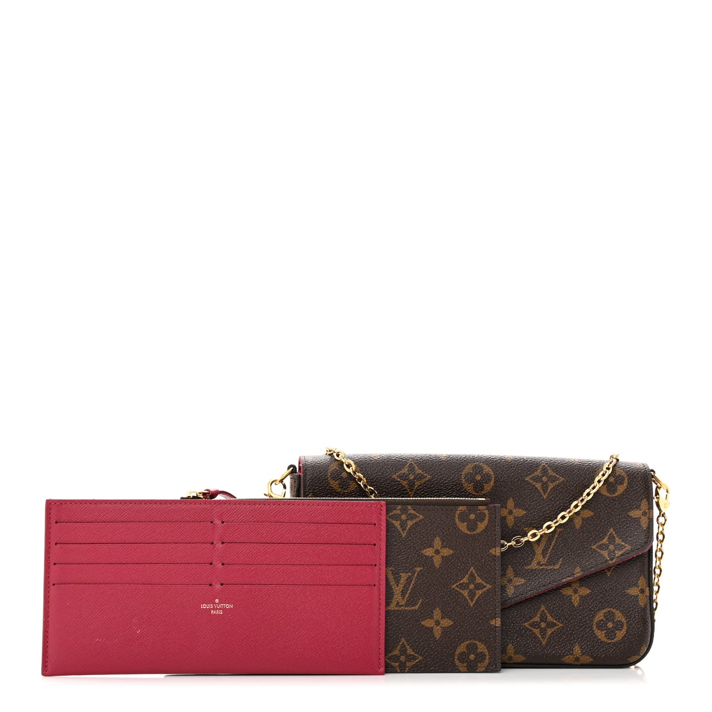 Monogram Pochette Felicie Chain Wallet Fuchsia