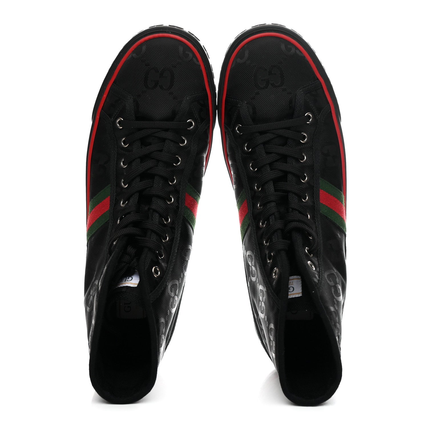 Gucci Econyl Nylon Web Monogram Off The Grid Mens 1977 Tennis High Top Sneakers 12 Black 2 of 9