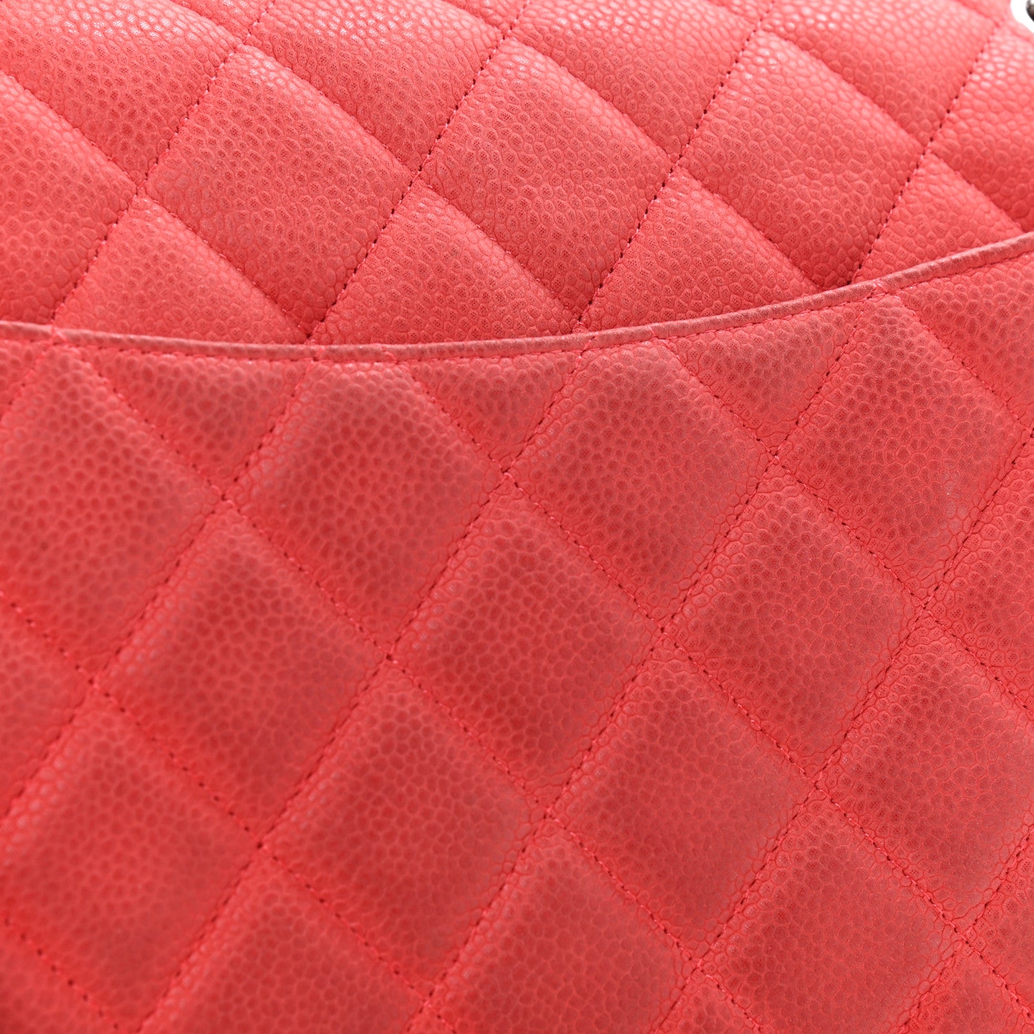 Chanel Iridescent Caviar Quilted Jumbo Double Flap Red 11 of 17