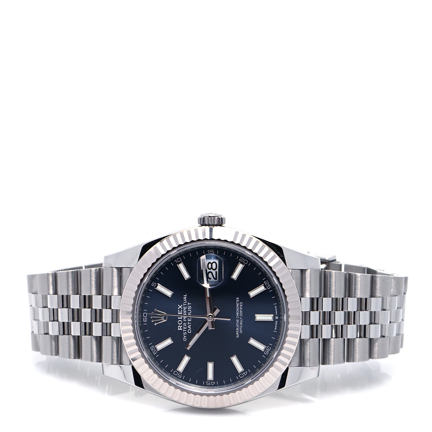 Rolex Stainless Steel 18K White Gold 41mm Oyster Perpetual Datejust Watch Bright Blue 126334 2 of 5