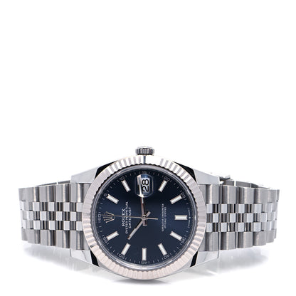 Rolex Stainless Steel 18K White Gold 41mm Oyster Perpetual Datejust Watch Bright Blue 126334 2 of 5