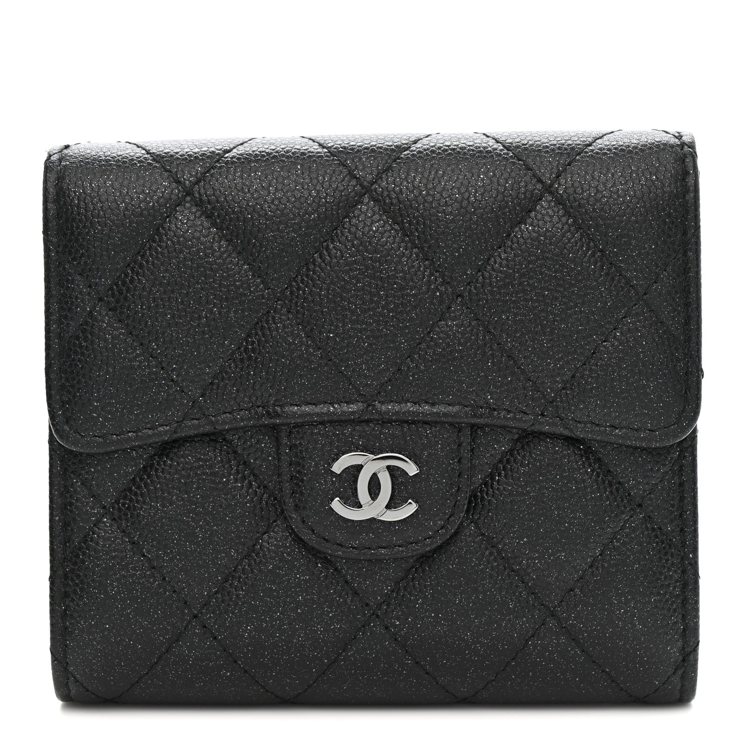 Chanel Iridescent Caviar Quilted Compact Flap Wallet Black 1 of 11