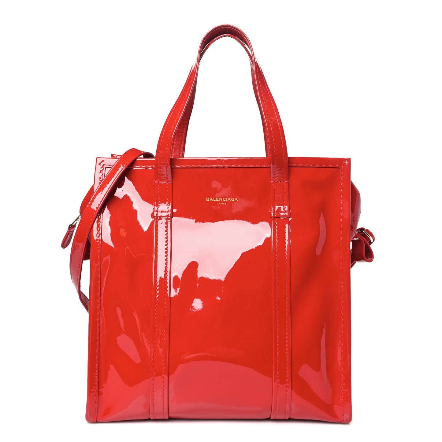 Patent Small Bazar Shopper Tote Red
