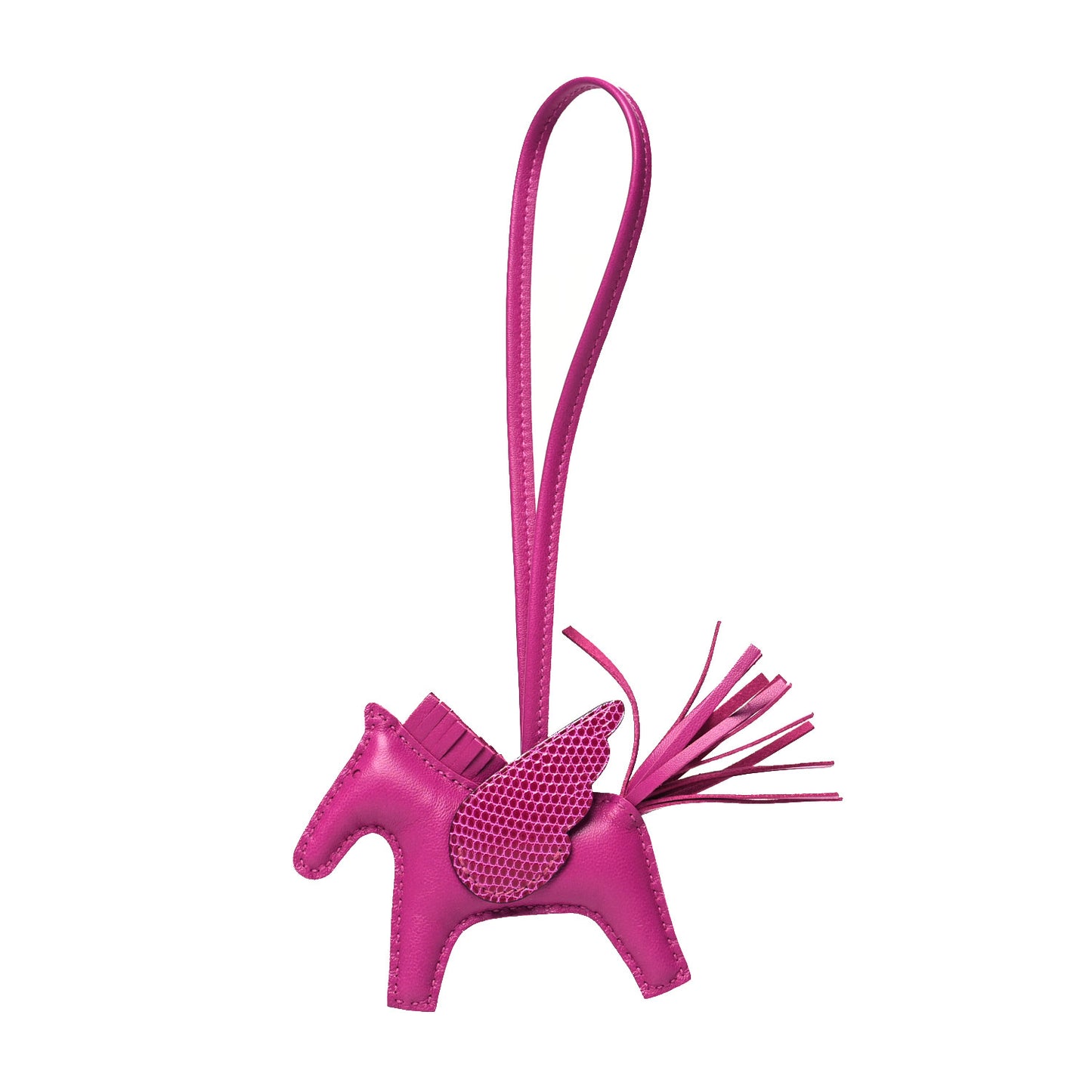 Milo Lambskin Lizard Touch Grigri Rodeo Pegase Horse Bag Charm PM Rose Poupre